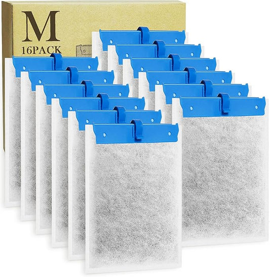 16 Pack Medium Fish Tank Filter Cartridges Compatible with Tetra Whisper Bio-Bag Filters Medium Replacement Filter Cartridges for Whisper ReptoFilter and 10i IQ10 PF10 Power Filters -Ready to Use