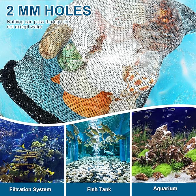 Tucnoeu 10Pcs Media Bags for Aquarium Fine Mesh Bag Aquarium Filter Media Bags with Plastic Zipper Suitable for Activated Carbon, Filter Stones, Ceramic Rings（Black）