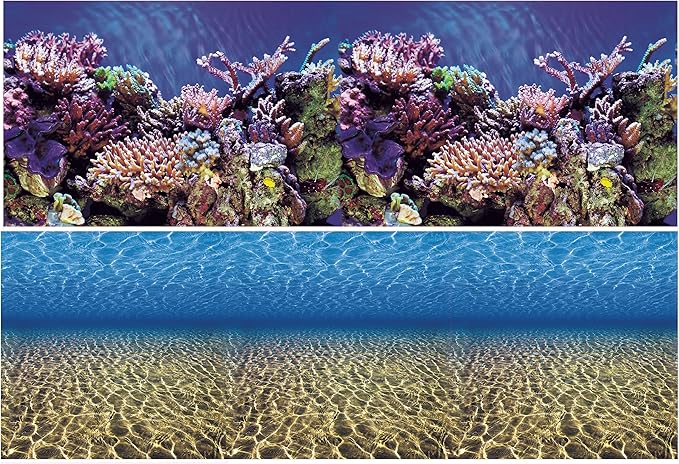 Aquarium Background Ocean Seabed /Coral Reef Double sides (24WX24H)