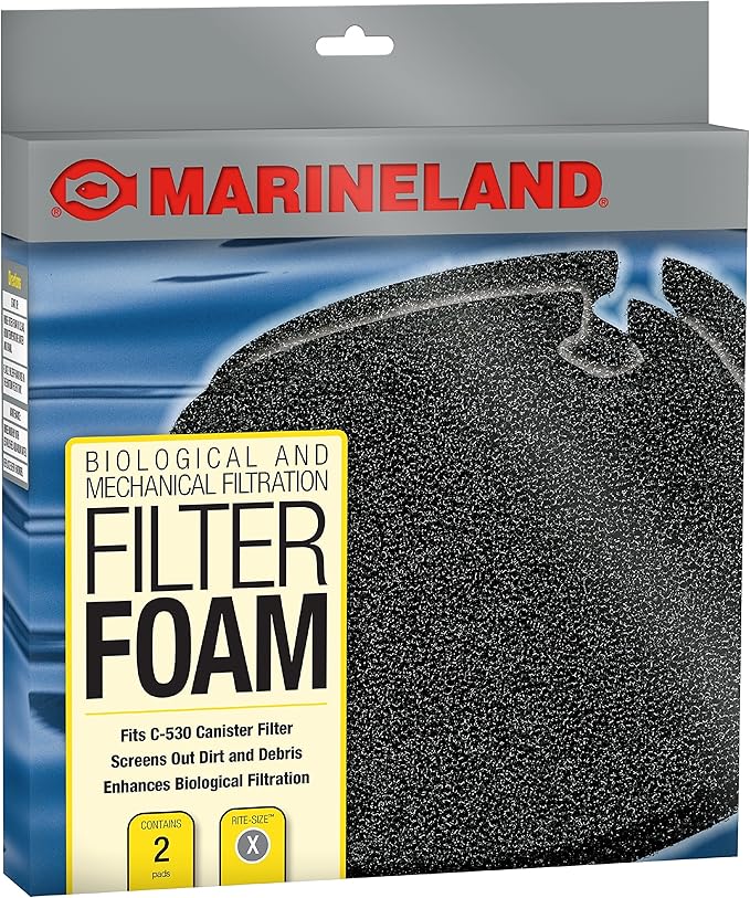 Marineland Filter Foam 2 Count, Supports Biological And Mechanical aquarium Filtration, Rite-Size X, Blacks & Gray (PA11501)