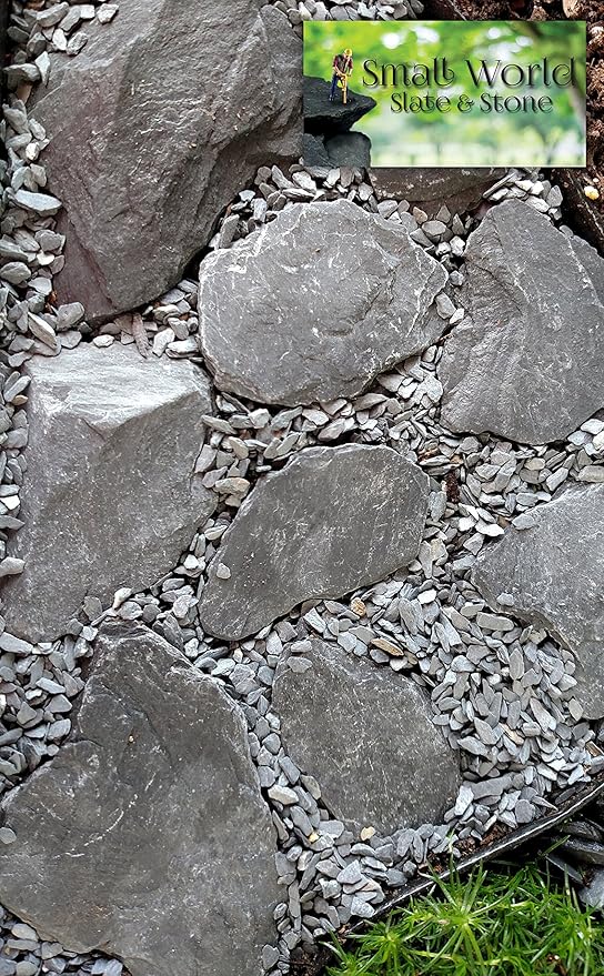 Natural Slate Stone 1 to 3 Inches - USA Sourced and Packaged for Aquascaping Aquariums, Terrariums, Paludariums, Reptile Enclosure, Wargaming, Models, Mosaic Art, Miniature Fairy Gardens (5lbs Grey)