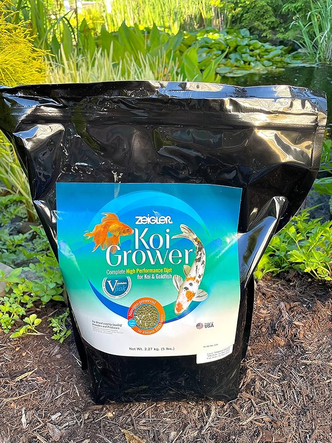 Zeigler Fish Food (5 LB Bag) 3mm Floating Pellets for Koi and Goldfish, Performance Grower Diet with HIGH Protein for Growth - Fortified with V pak and Spirulina